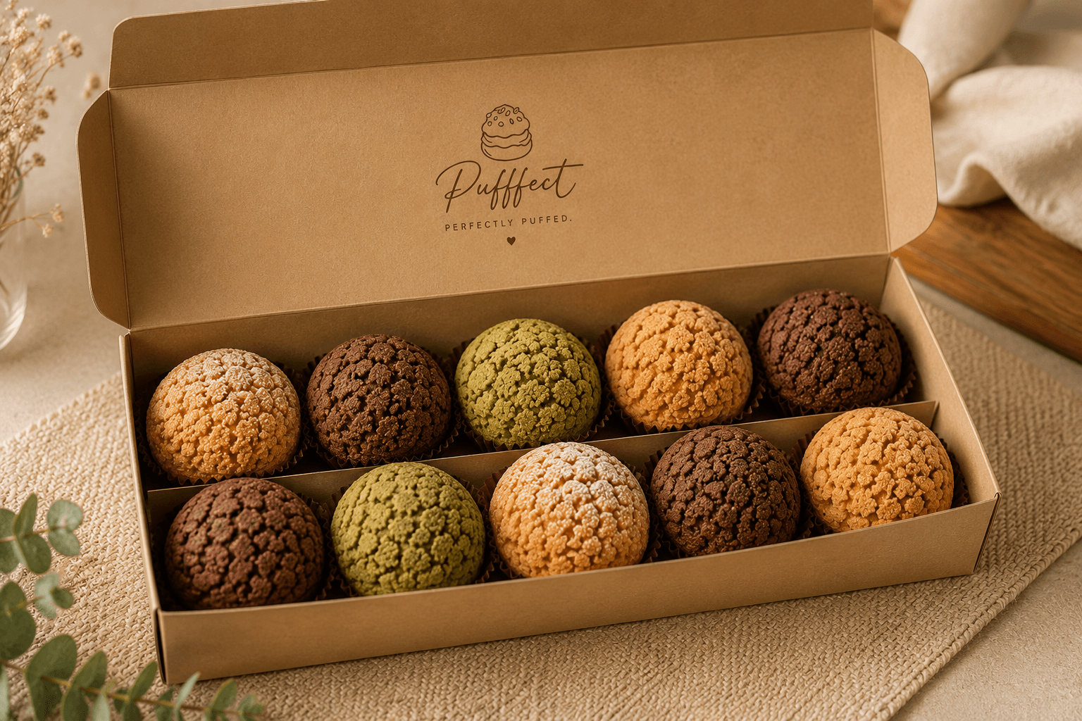 Box Pufffect isi 10 dengan cetak logo